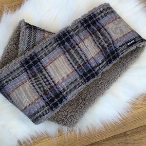 Muk Luks Infinity scarf wrap flannel multi color plaid pattern print faux fur